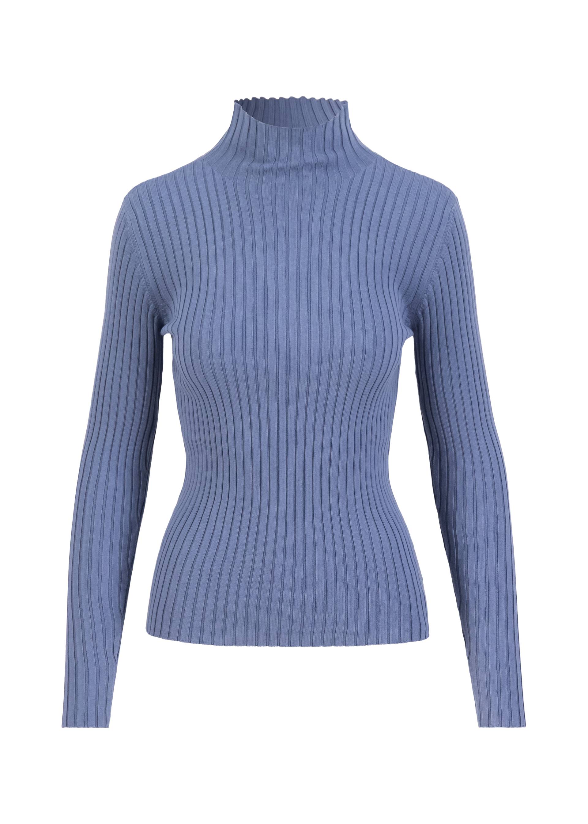 Rollkragenpullover Jazz & Chill, softly blue rib, Strickpullover, Blau