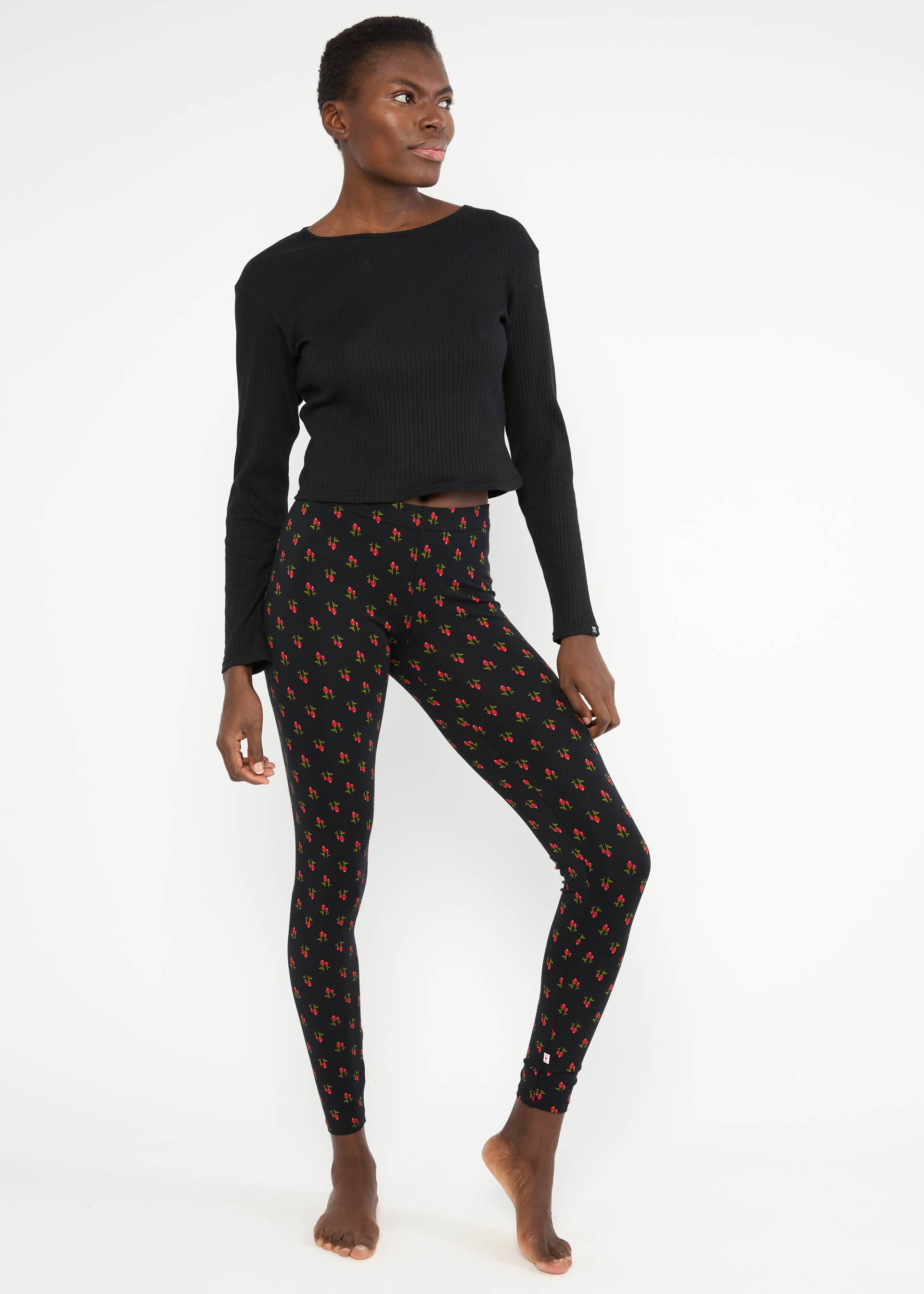 Cotton Leggings Lovely Legs, red rosehip, Leggings, Black