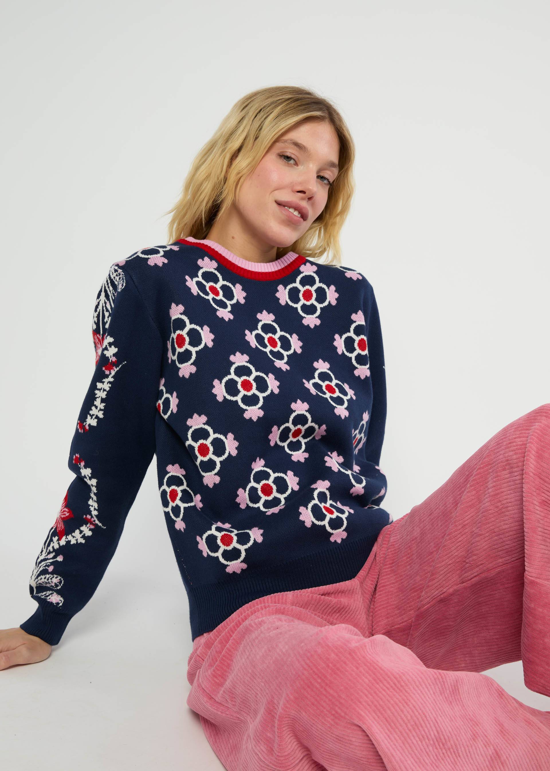 Strickpullover Cosy Storyteller, land und meer, Strickpullover, Blau