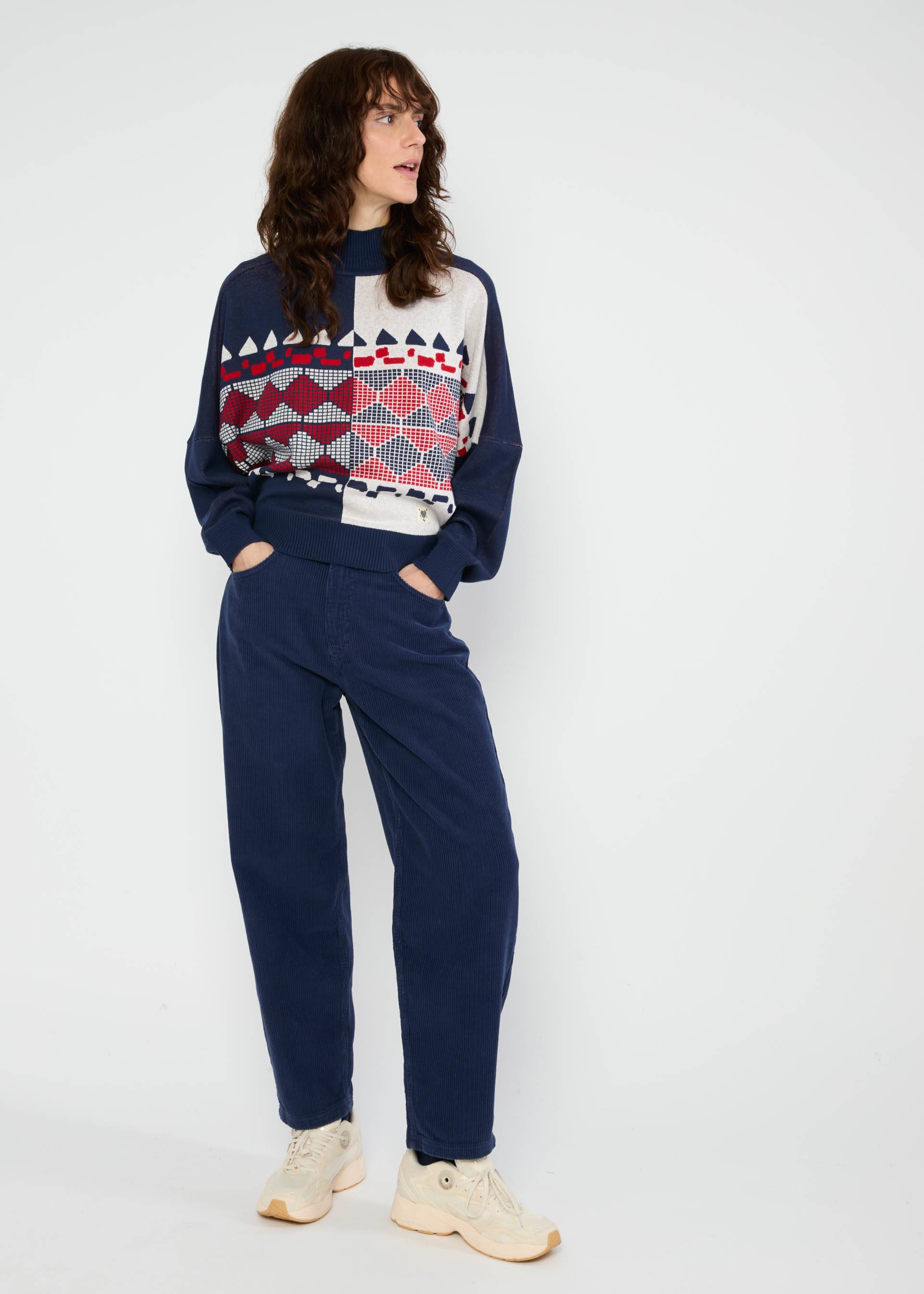 Winter Jumper Diamond Loom Egg, chunky pullover blue, Knitted Jumpers, Blue