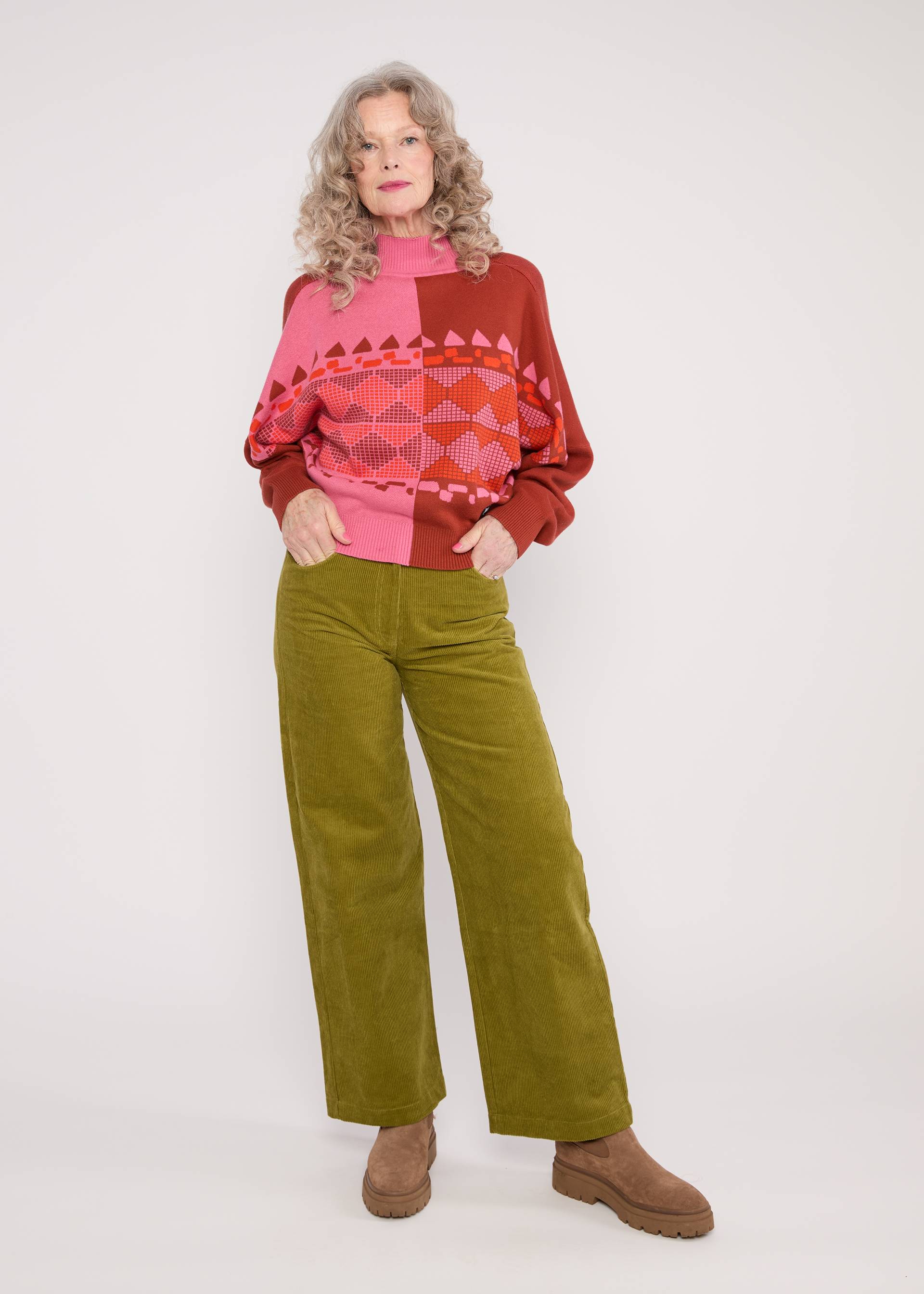 Winterpullover Diamond Loom Egg, chunky pullover pink, Strickpullover, Rosa