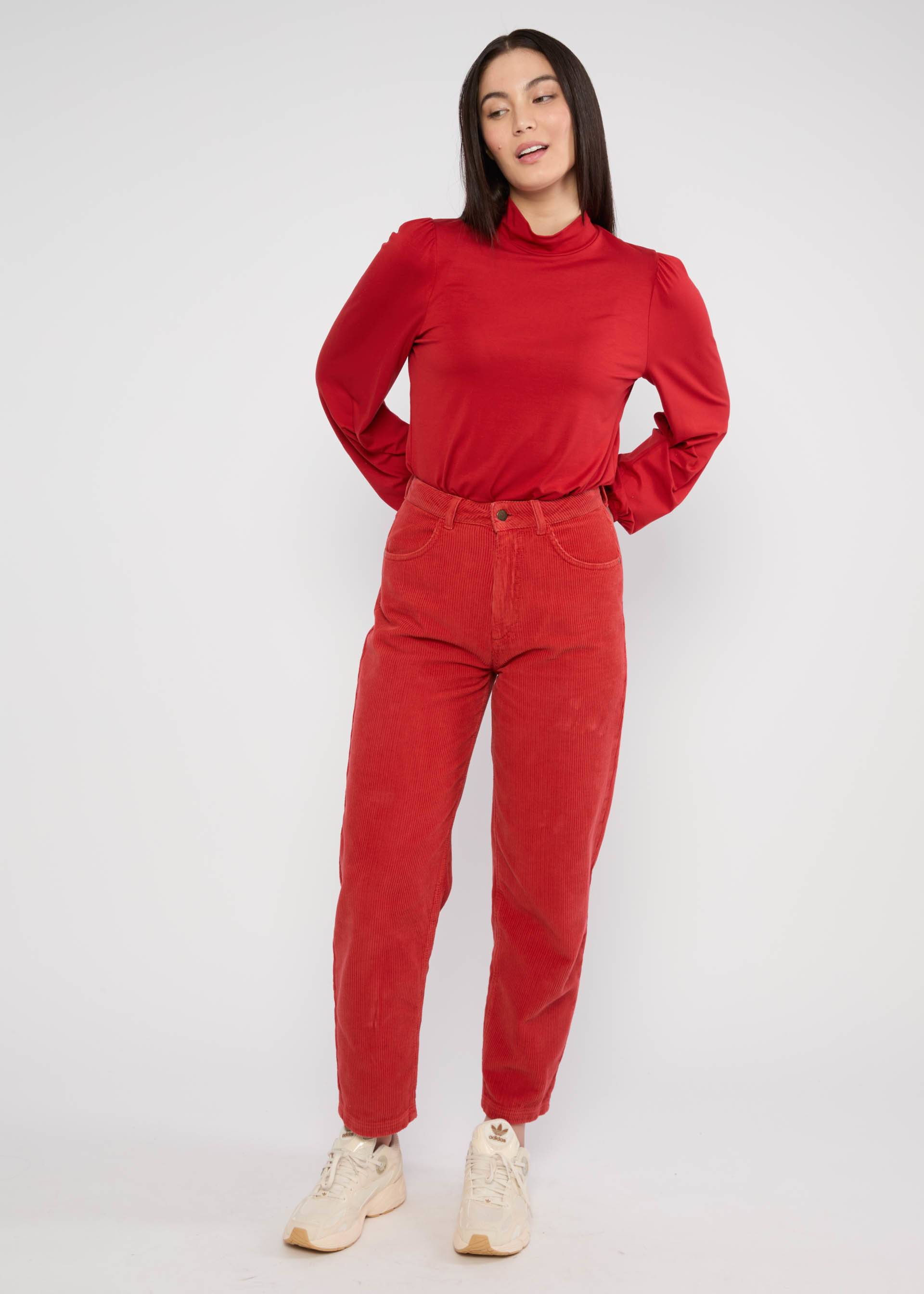 Cordhose High Waist Olotte, folkloric iconic red, Hosen, Rot