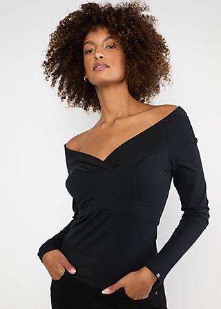 Longsleeve Lovebirds Kiss, black and strong , Tops, Black