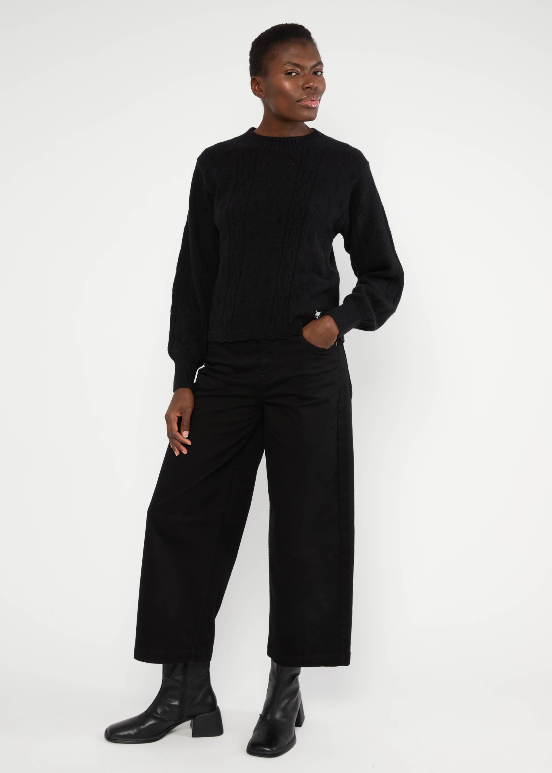 Strickpullover Fine Craft Crew, the dark side black, Strickpullover, Schwarz