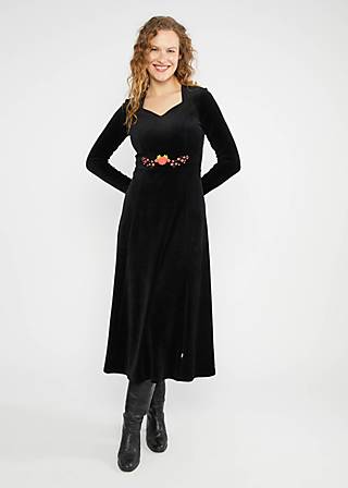 Midikleid Velvet Glamour Heart, fairytale of the crane black, Kleider, Schwarz