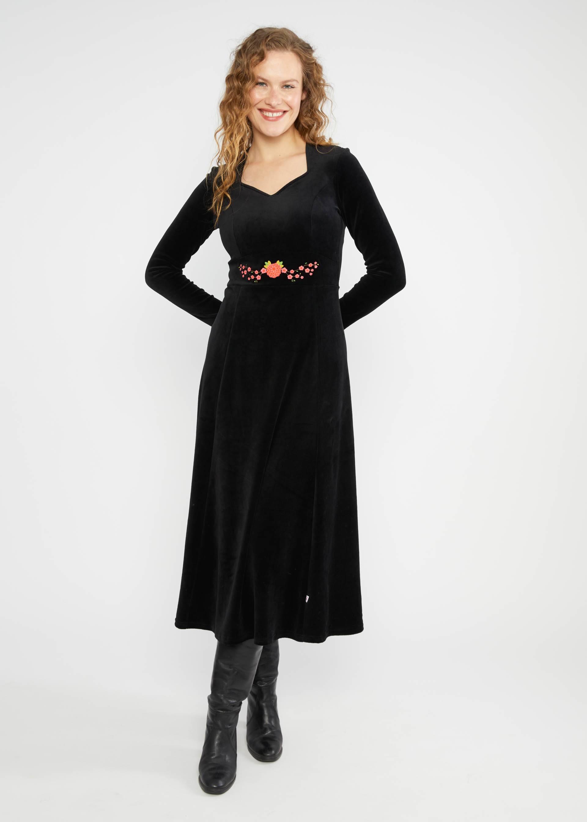 Midikleid Velvet Glamour Heart, fairytale of the crane black, Kleider, Schwarz