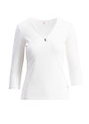logo 3/4 sleeve v-shirt , scent of snow, Shirts, White